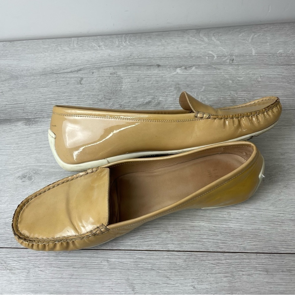 Stuart Weitzman Mach 1 Adobe Aniline Tan Patent Leather Driving Loafers Size 9.5 - Picture 5 of 11